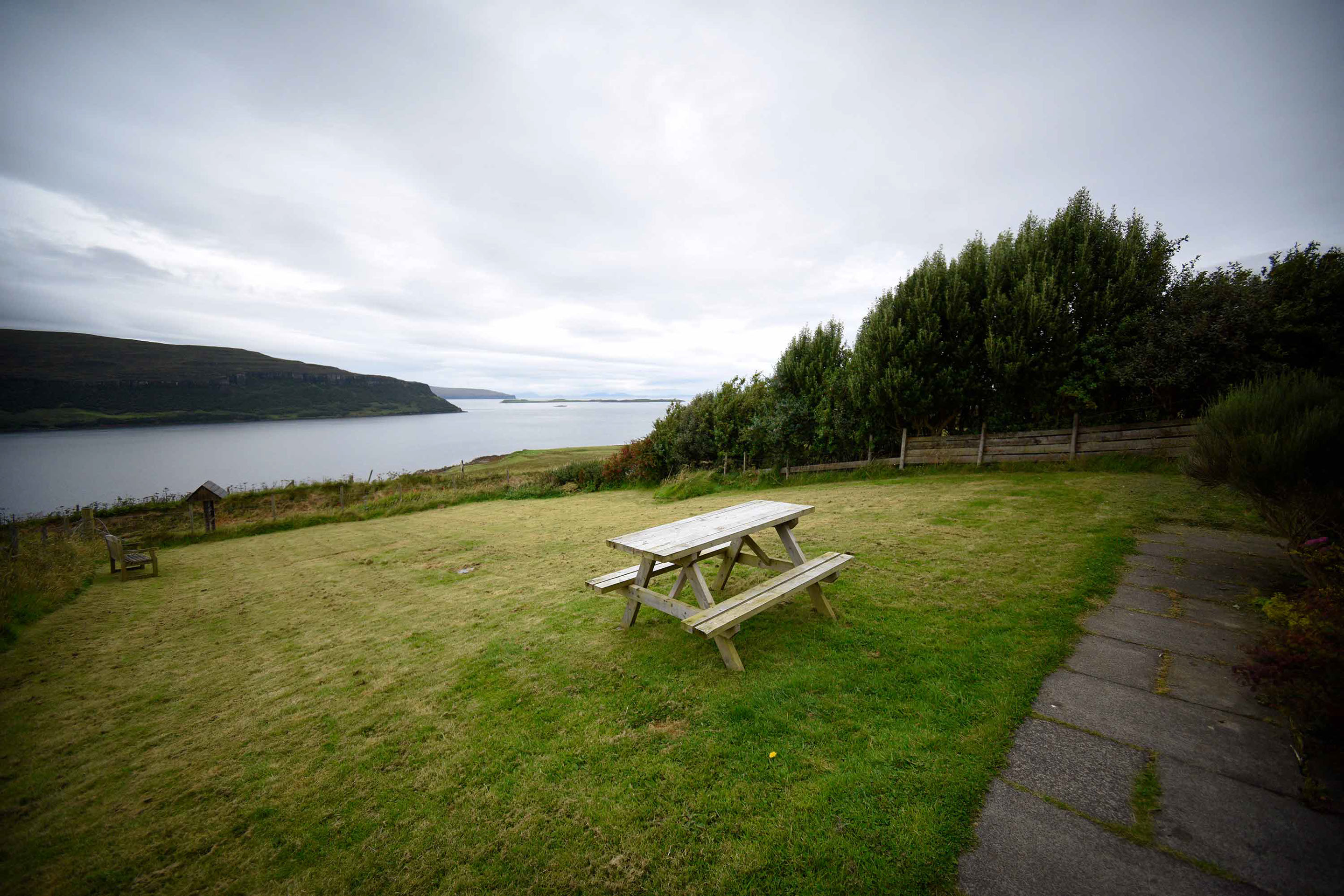 Our Self Catering Accommodation in Waternish looks out across sea views of Loch Bay and has an outside seating area
