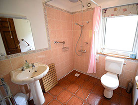 Auld Orwell Cottage Self Catering in Waternish features a ground floor bathroom with walk in shower ad electric towel rail